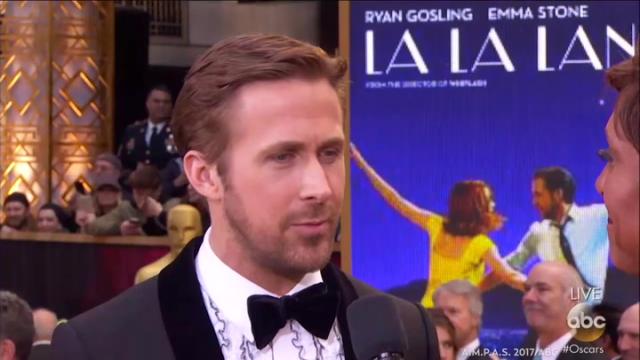 Oscars 2017: Ryan Gosling's date and her cleavage-baring dress send Twitter  into meltdown, Celebrity News, Showbiz & TV